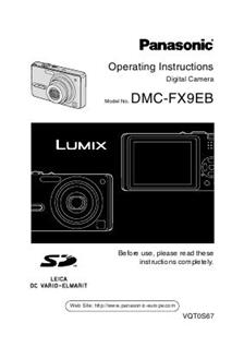 Panasonic Lumix FX9 manual. Camera Instructions.